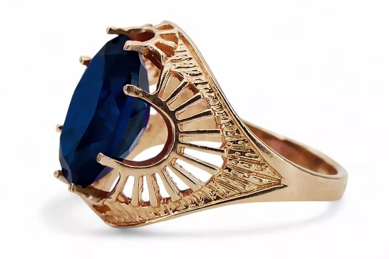 Estilo vintage Anillo Zafiro Oro rosa antiguo original de 14k vrc003r